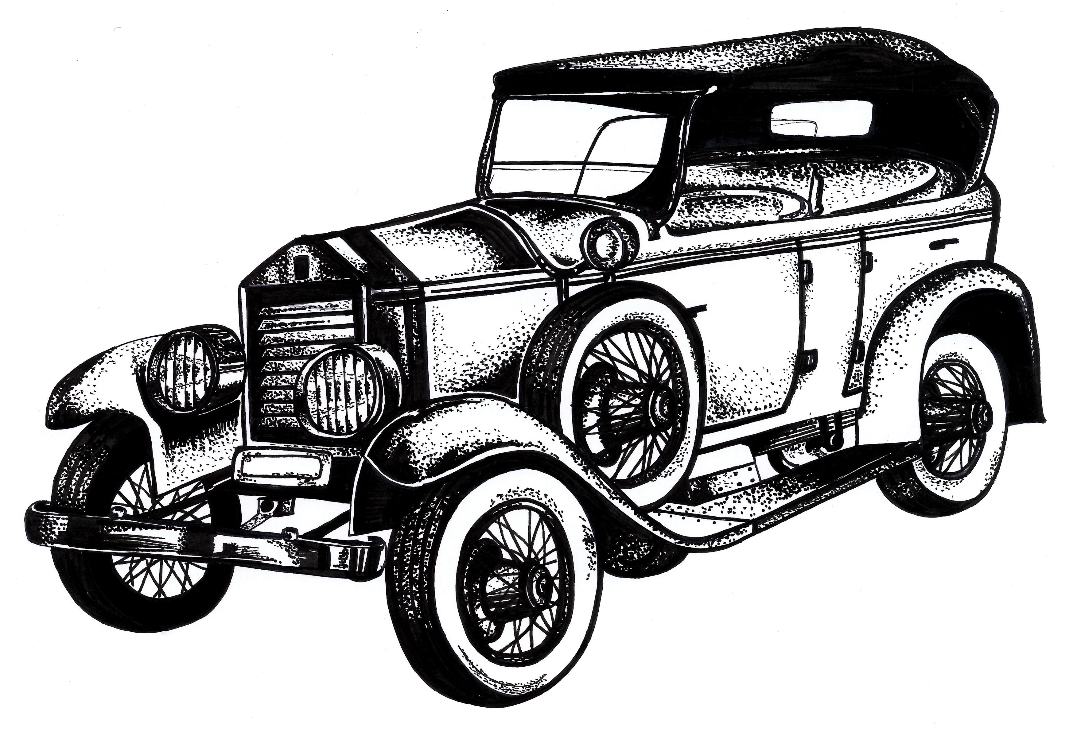 3508x2385 classic car drawings classic car clipart oldies pencil - Vintage Car Drawing