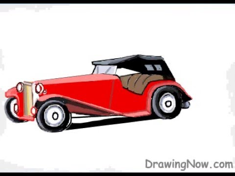 480x360 How To Draw A Vintage Car - Vintage Car Drawing
