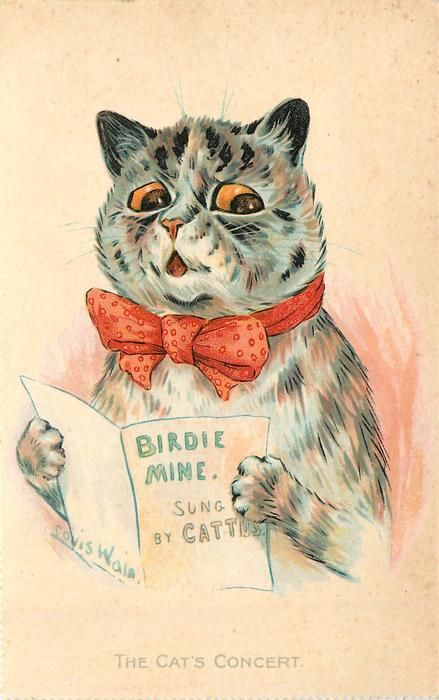 439x700 the cats' concert louis wain cats - Vintage Cat Drawing