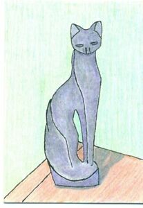 207x300 aceo vintage cat statue cats original drawing art nitelvr ebay - Vintage Cat Drawing