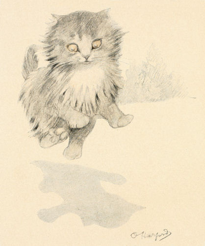 418x500 Who's That - Vintage Cat Drawing