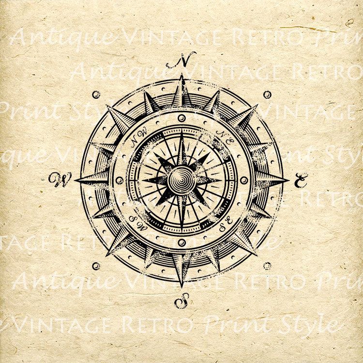 750x750 Huge Collection Of 'antique Nautical Compass Drawing' Download - Vintage Compass Drawing