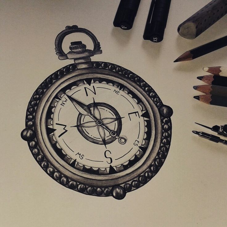 736x736 Vintage Compass Tattoo - Vintage Compass Drawing
