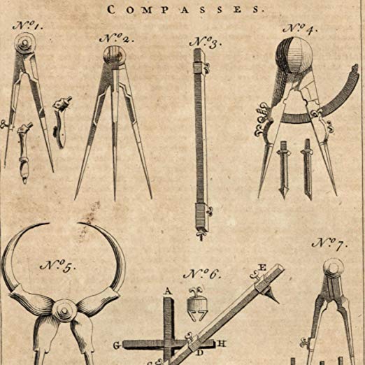 522x522 Compasses Draw Circles Thomas Jefferys Engraved - Vintage Compass Drawing