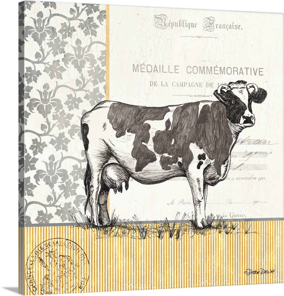 961x1000 Vintage Cow Wall Art, Canvas Prints, Framed Prints, Wall Peels - Vintage Cow Drawing