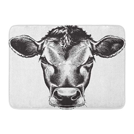 466x466 Emvency Bath Mat Vintage Cow Black White Sketch Cow - Vintage Cow Drawing