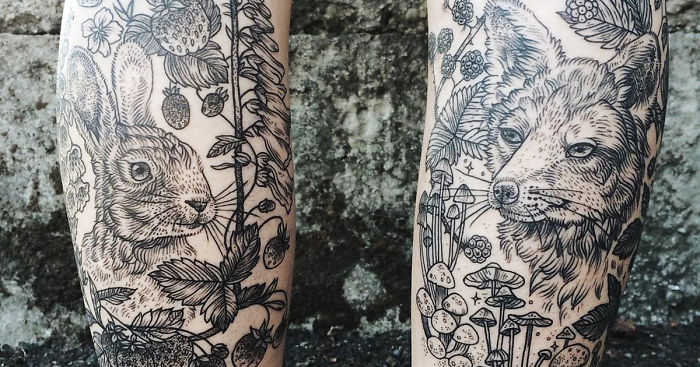 700x367 magical flora fauna tattoos inspired - Vintage Drawings