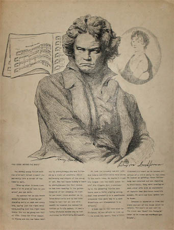 341x450 portrait art, tchaikovsky, schubert, beethoven, henry b goode - Vintage Drawings
