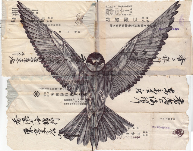 640x501 incredibly detailed pen drawings on vintage paper scraps - Vintage Drawings