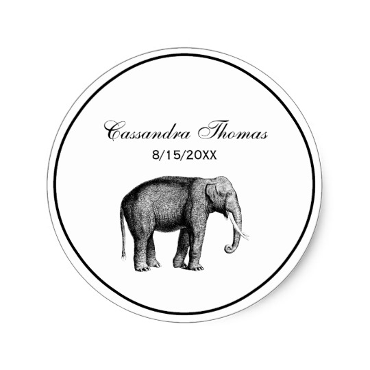 540x540 Vintage Elephant Drawing Classic Round Sticker - Vintage Elephant Drawing