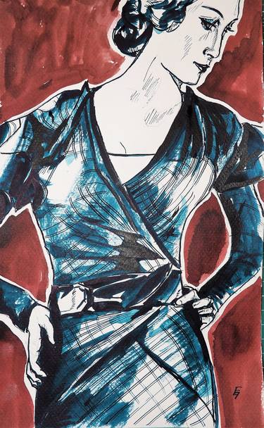 375x608 Vintage Fashion Drawings For Sale Saatchi Art - Vintage Fashion Drawings