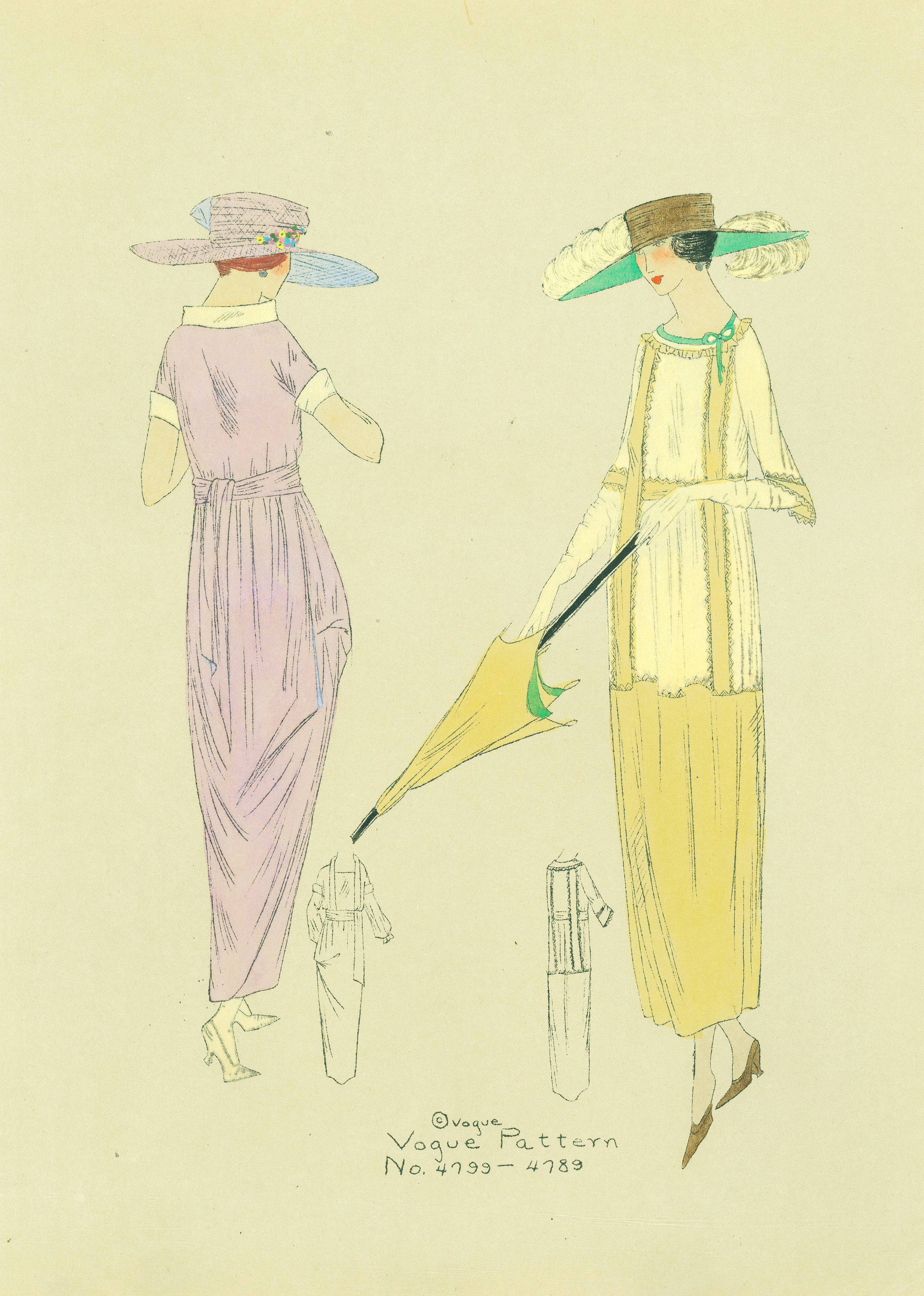 2725x3822 Vogue Patterns Edwardian Fashion Sketches - Vintage Fashion Drawings