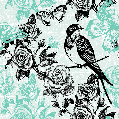 500x500 hand drawn vintage floral patterns on behance - Vintage Floral Drawing