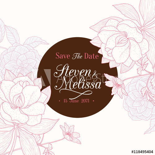 500x500 vector vintage chocolate brown pink round frame floral drawing - Vintage Floral Drawing