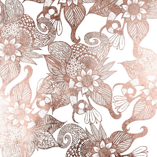 550x550 vintage faux rose gold rustic floral drawings posters - Vintage Floral Drawing