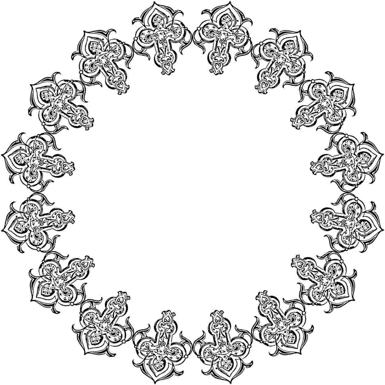 1264x1264 vintage floral flower border drawing - Vintage Floral Drawing