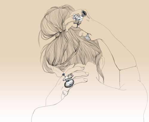 500x409 Draw, Girl, Style, Vintage - Vintage Girl Drawing