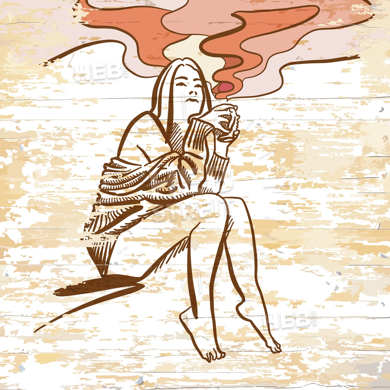 1280x1280 vintage girl drinking coffee drawing hebstreits sketches - Vintage Girl Drawing