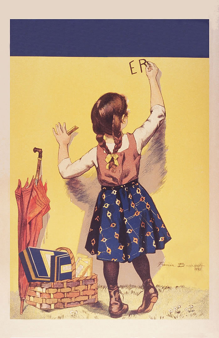 699x1080 Girl Drawing On Wall Poster Template - Vintage Girl Drawing