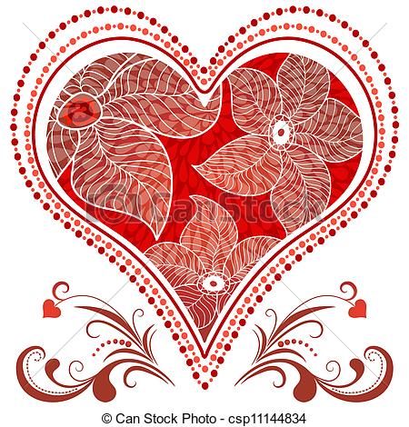 450x470 large red vintage heart large red romantic vintage heart on white - Vintage Heart Drawing