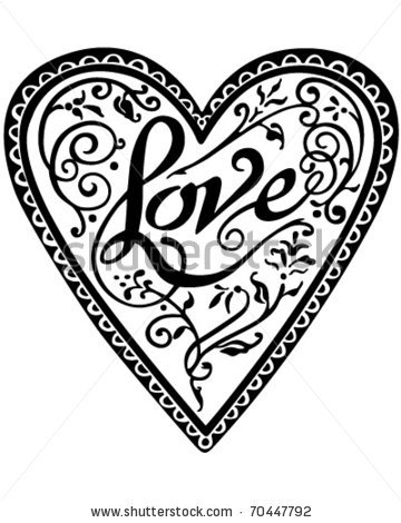 360x470 Vintage Love Heart Clipart Great Free Clipart, Silhouette - Vintage Heart Drawing