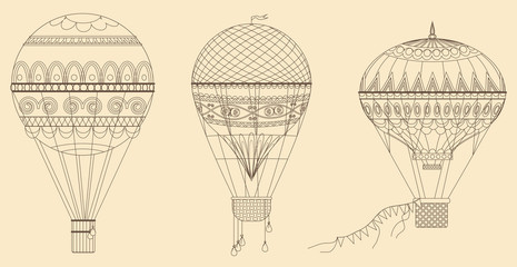 465x240 vintage hot air balloon photos, royalty free images, graphics - Vintage Hot Air Balloon Drawing