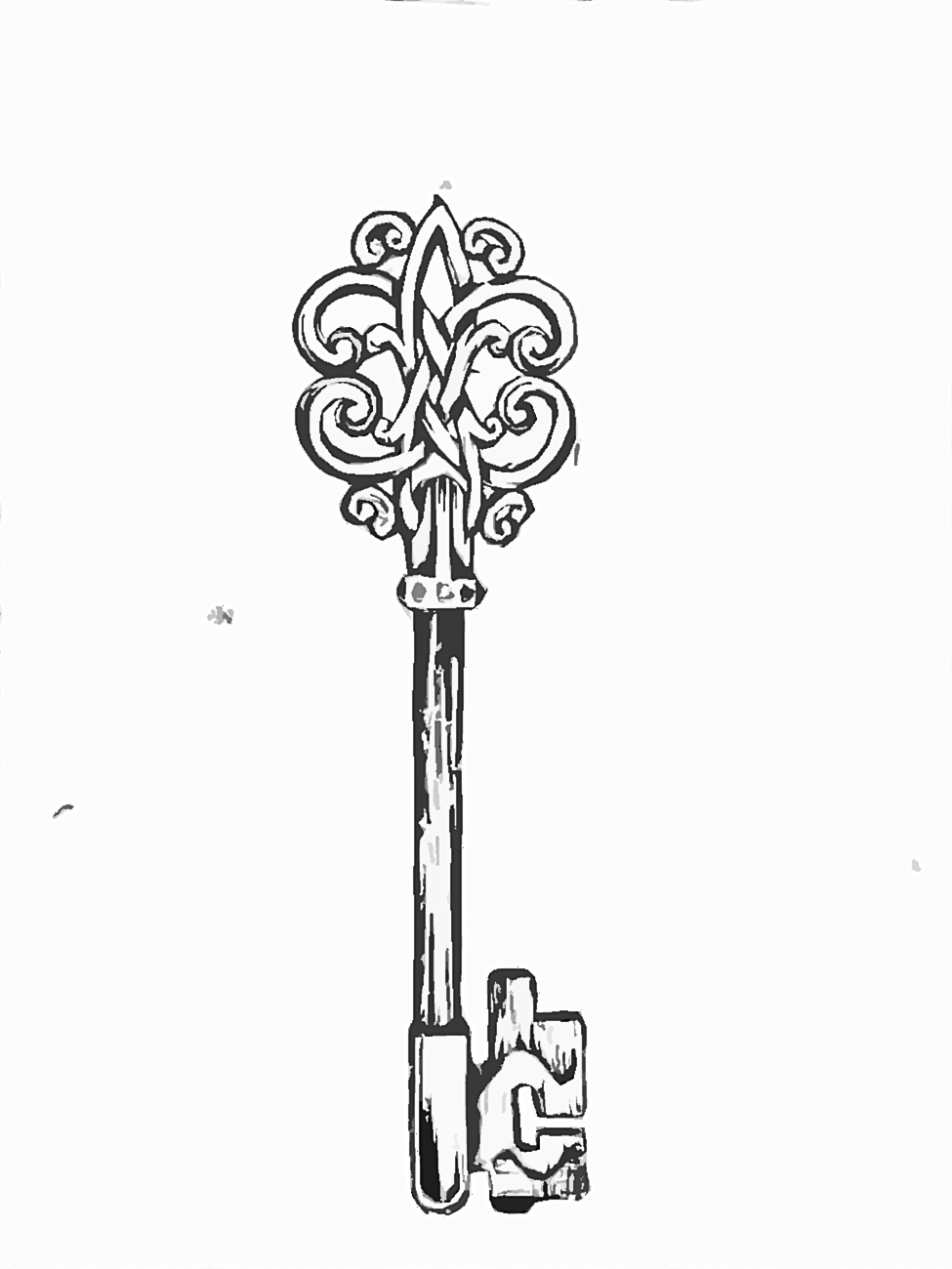 975x1300 key drawing - Vintage Key Drawing