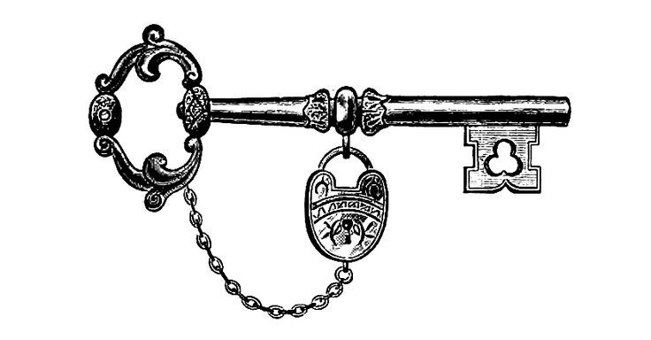 736x384 ephemera key drawings, key tattoos - Vintage Key Drawing