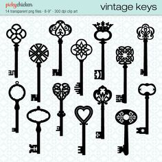 236x236 set of vintage key drawings - Vintage Key Drawing