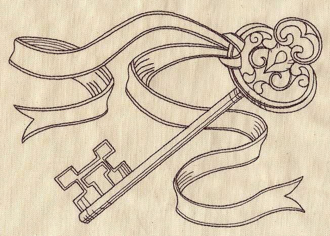 652x467 vintage key with ribbon urban threads unique and awesome - Vintage Key Drawing