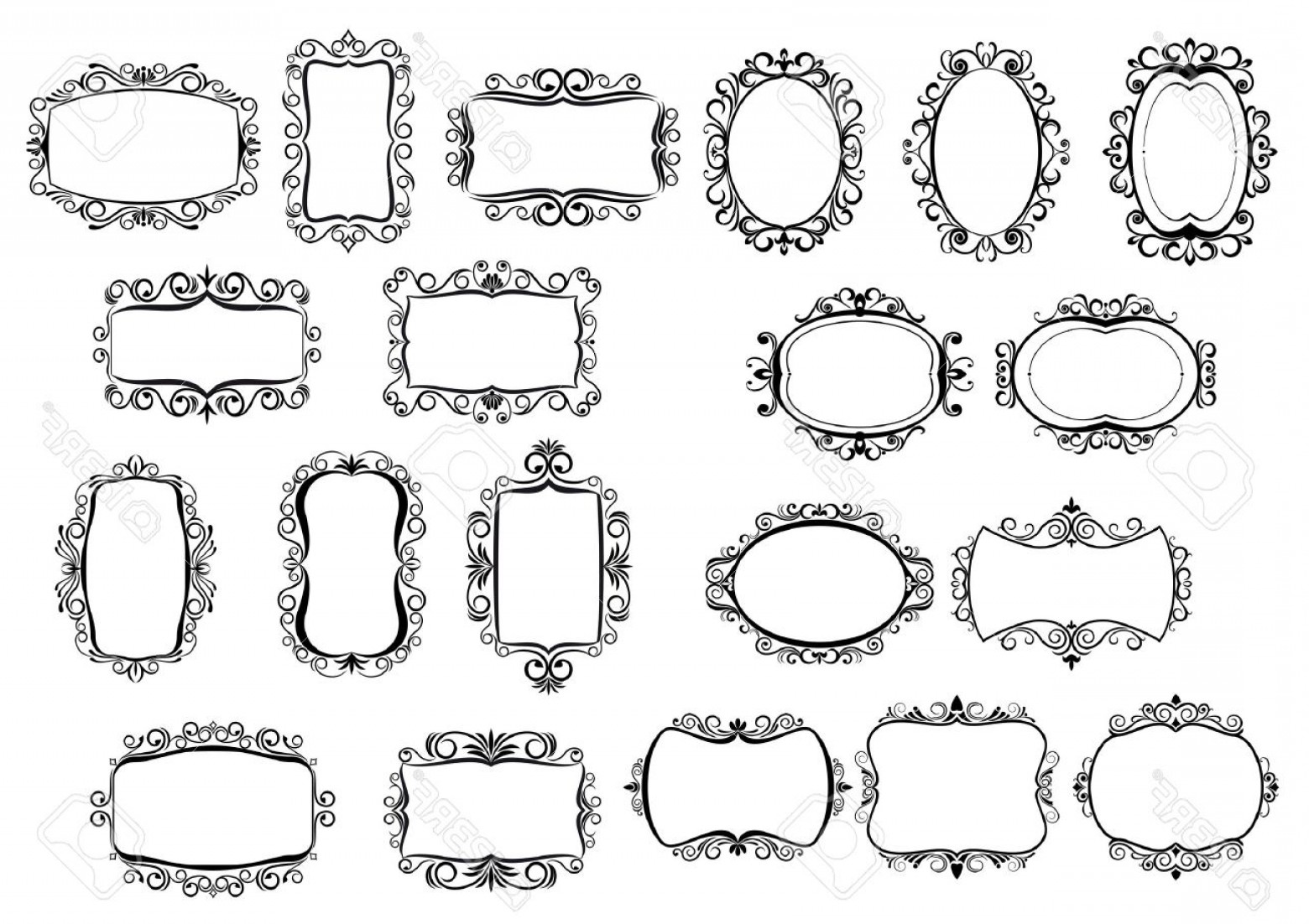 1560x1102 photostock vector classic calligraphic vintage frames and borders - Vintage Line Drawings