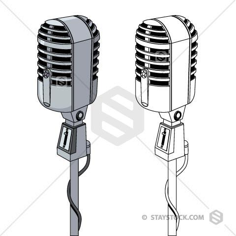 480x480 vintage mic drawing staystock - Vintage Microphone Drawing