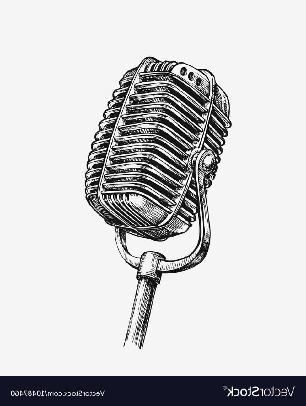 975x1296 Drawn Microphone Old Free Clip Art Stock Illustrations - Vintage Microphone Drawing