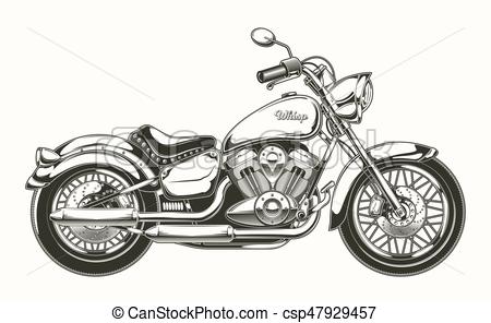 450x296 Hand Drawn Vintage Motorcycle Classic Chopper Vector - Vintage Motorcycle Drawing
