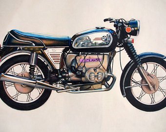 340x270 Motorcycle Drawing Etsy - Vintage Motorcycle Drawing