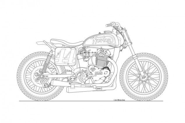 635x423 Design And Junk Motorcycle Art, Bike - Vintage Motorcycle Drawing
