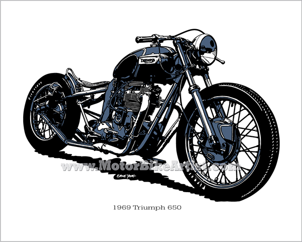 600x481 Triumph Bobber Vintage Motorcycle Vector Art Drawing On Behance - Vintage Motorcycle Drawing