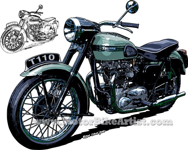 600x480 Triumph Vintage Motorcycle Drawing Britextriumph - Vintage Motorcycle Drawing