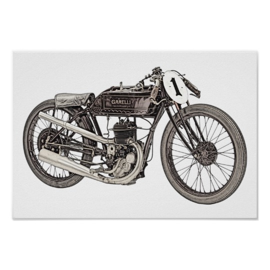540x540 Vintage Garelli Racing Motorcycle Drawing Poster - Vintage Motorcycle Drawing