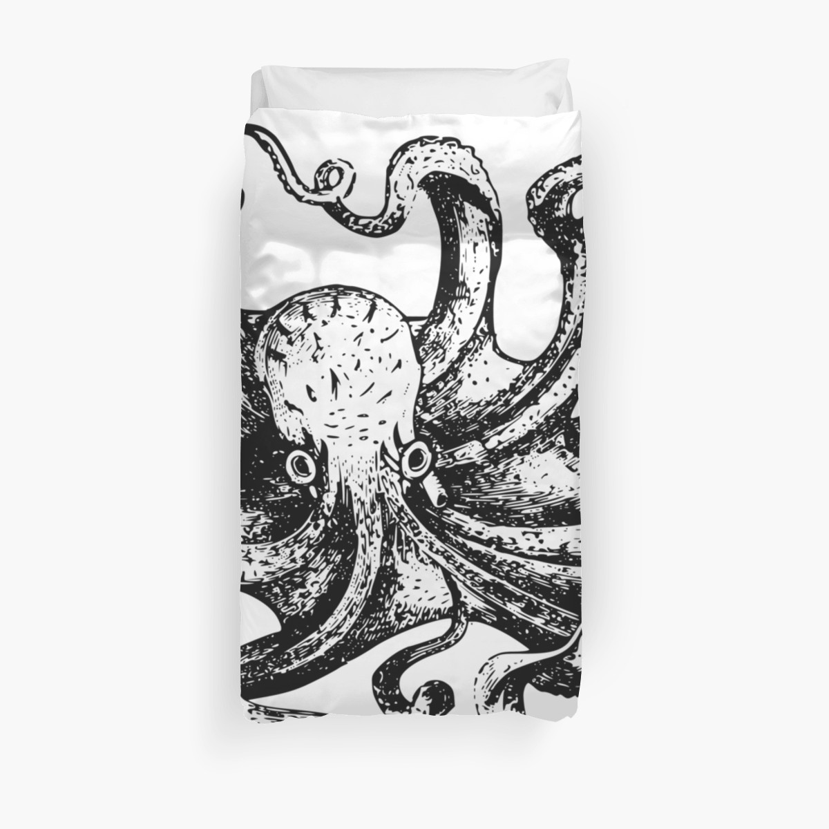 1200x1200 gorgeous bw vintage octopus drawing duvet covers - Vintage Octopus Drawing