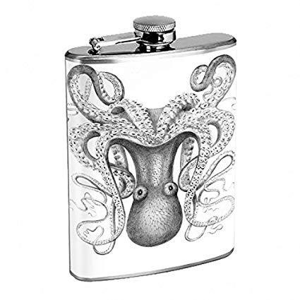 425x425 vintage retro octopus drawing art flask stainless - Vintage Octopus Drawing