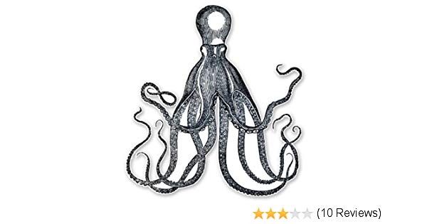 600x315 Octopus Vintage Drawing Vinyl Sticker - Vintage Octopus Drawing
