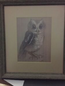 225x300 Vintage Owl Drawing Signed Ohio Artist From Lima Ohio Ebay - Vintage Owl Drawing
