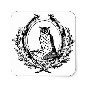 307x307 vintage owl plates zazzle - Vintage Owl Drawing