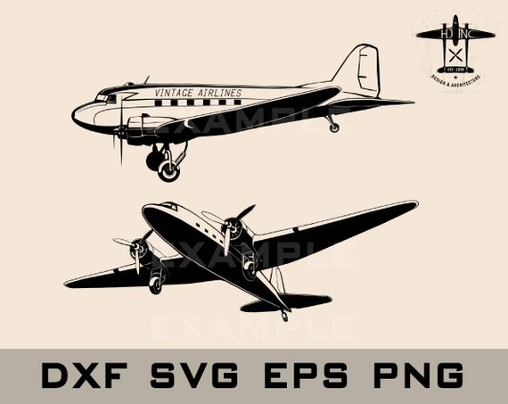 570x453 Products In Cutting Files, Plane - Vintage Plane Drawing