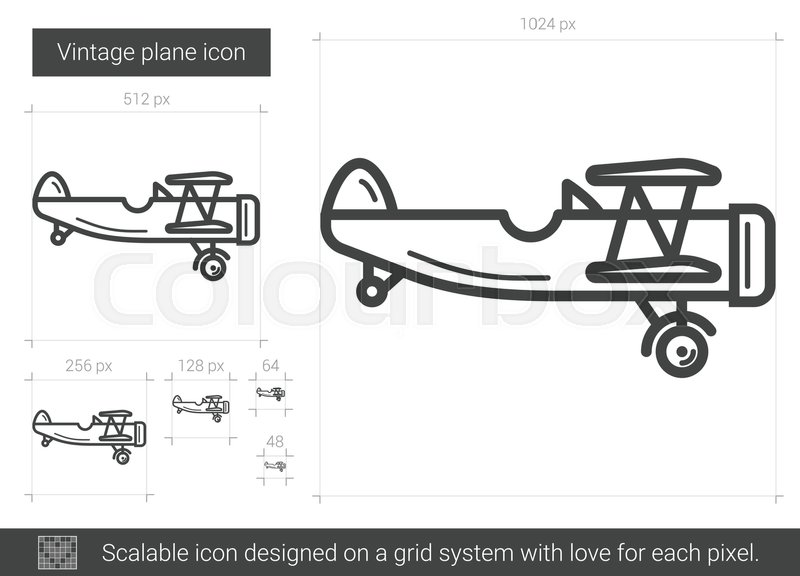 800x576 Vintage Plane Vector Line Icon Stock Vector Colourbox - Vintage Plane Drawing