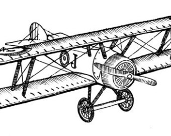 340x270 war plane style vintage airplane ink drawing clipart ready for etsy - Vintage Plane Drawing