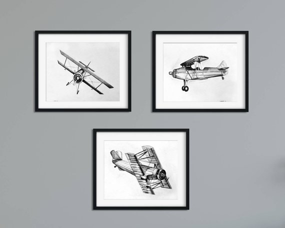 570x456 airplane home decor airplane wall art vintage airplane etsy - Vintage Plane Drawing