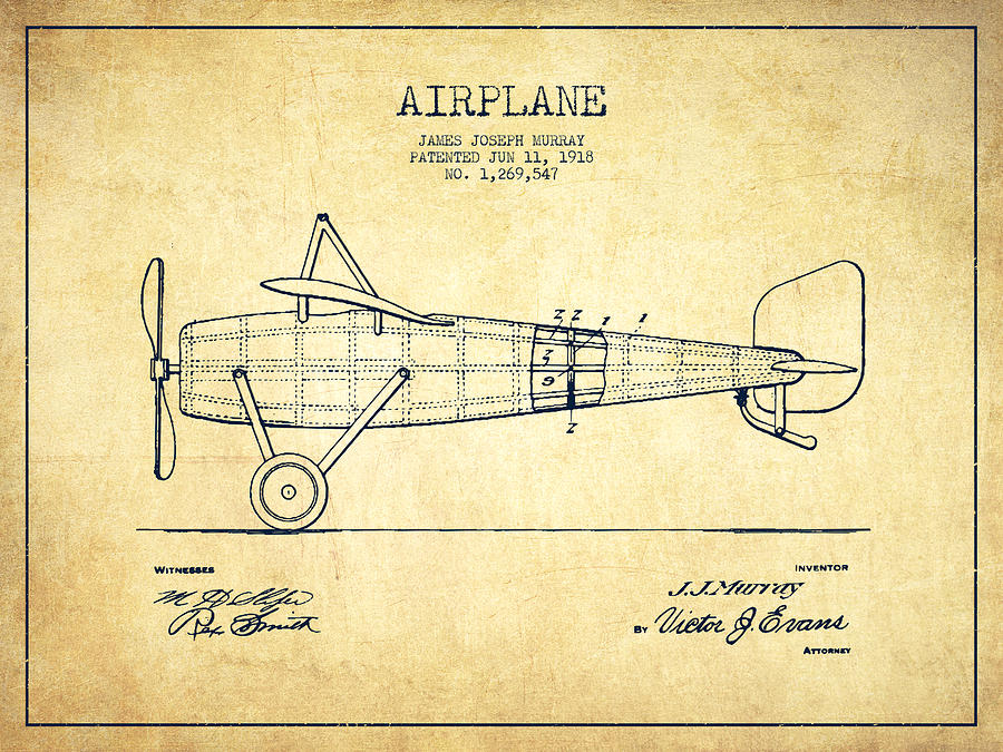 900x675 Airplane Patent Drawing - Vintage Plane Drawing