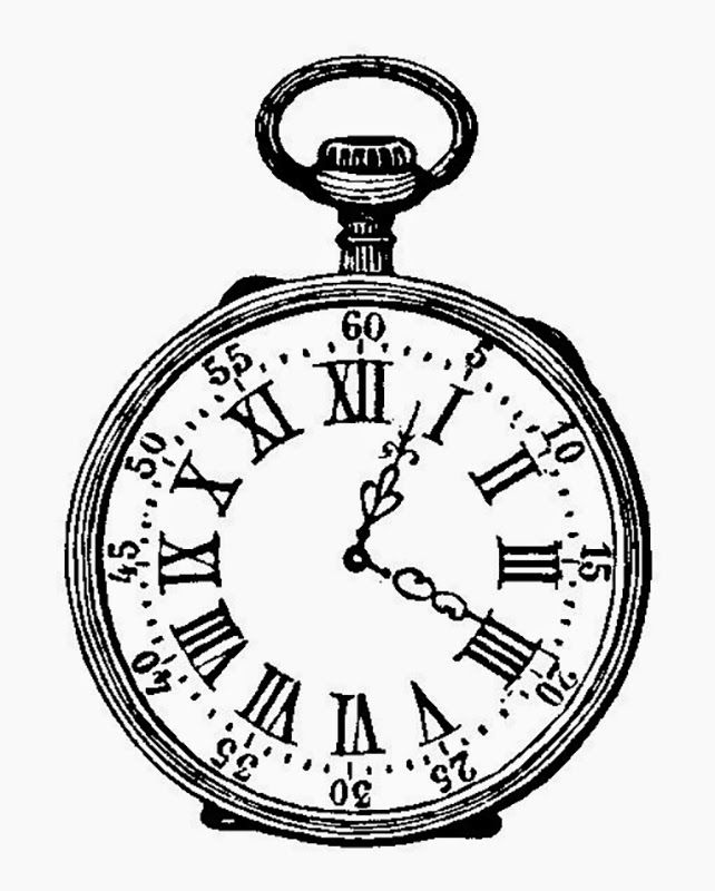 642x800 Here's A Nice Little Vintage Black And White Ink Drawing - Vintage Pocket Watch Drawing